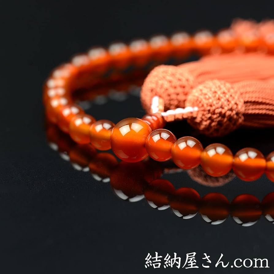 オレンジ瑪瑙　カーネリアン オレンジ瑪瑙（カーネリアン）共仕立 正絹頭付房（桐箱付